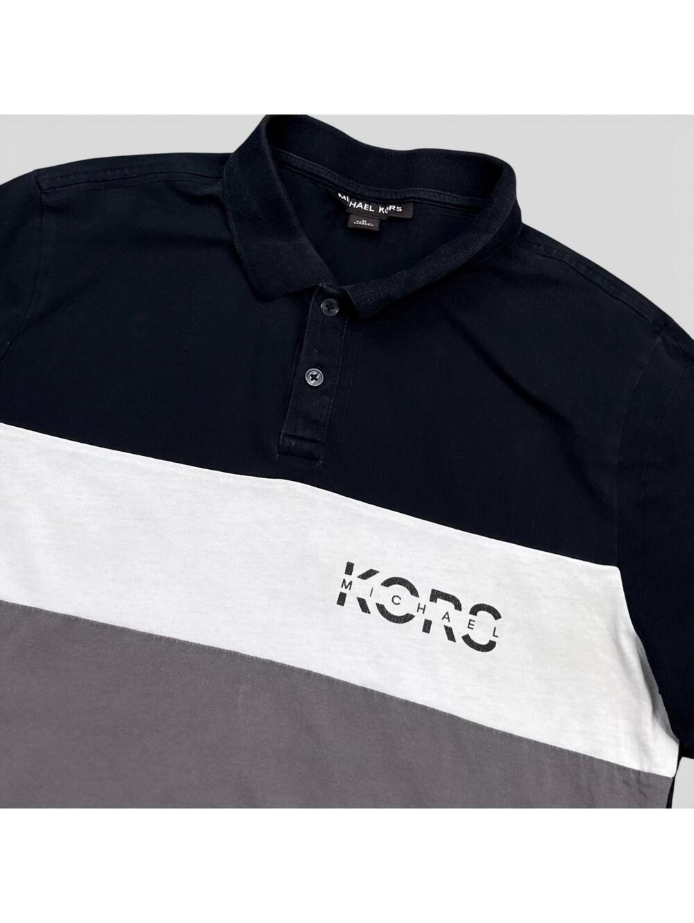Michael Kors MK Polo Shirt Mens Size Medium Colorblock Big Logo Casual